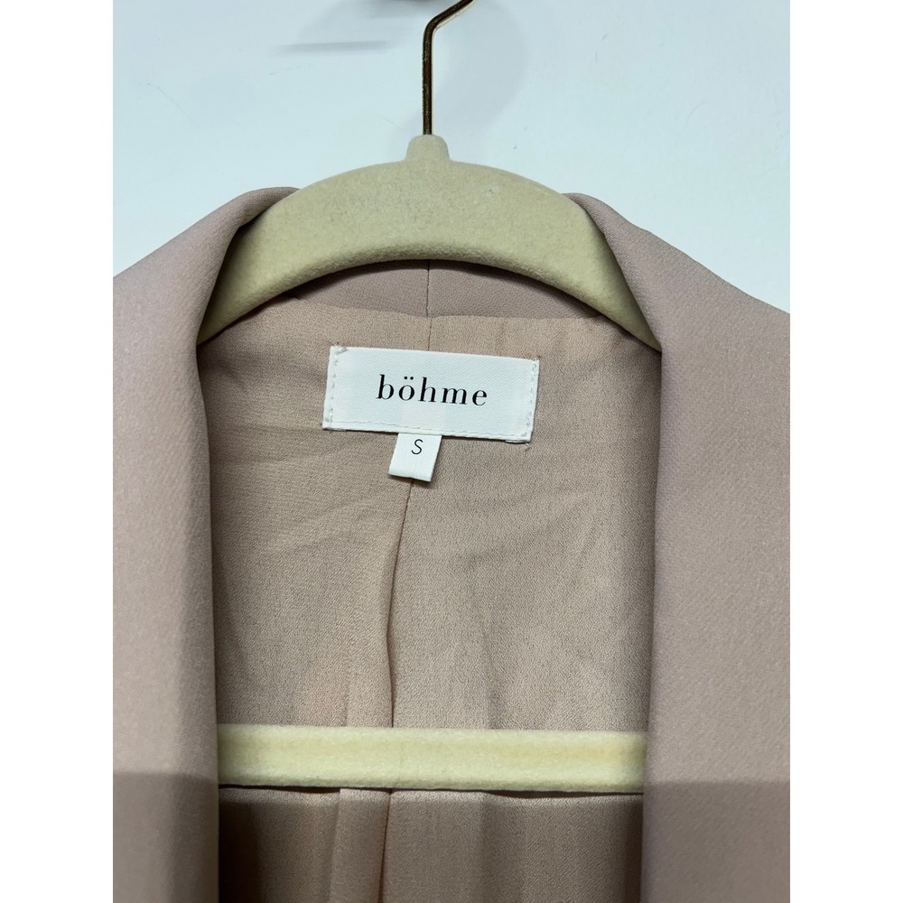 Böhme Ruched Sleeve Blazer Taupe Open Front Career Jacket Small - Picture 5 of 5
